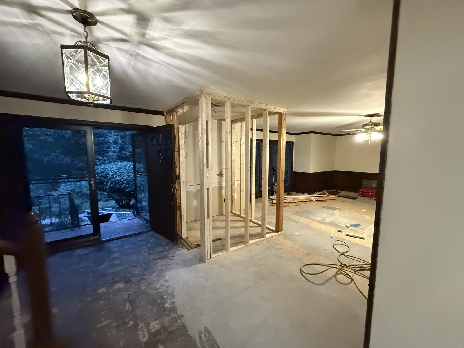 Half bathroom addition, framing in progress